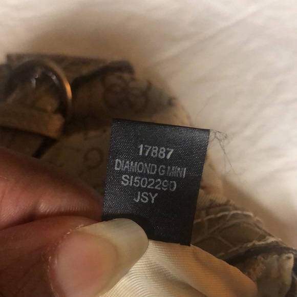 GUESS 1992 Vintage tan/silver and bronze rhinestone/snakeskin mini handbag. - Picture 11 of 12